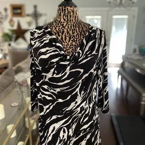 Dana Buchman Black and White Patterned Dress